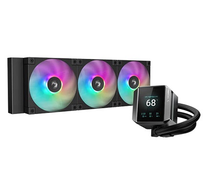 קירור נוזלי למעבד 360 שחור כולל תצוגת מסך ותאורה דיפ קול DeepCool R-LX750-BKADSNC-G-1 LD360 Mystique Black ARGB Screen Display 300W TDP 360mm Intel and AMD